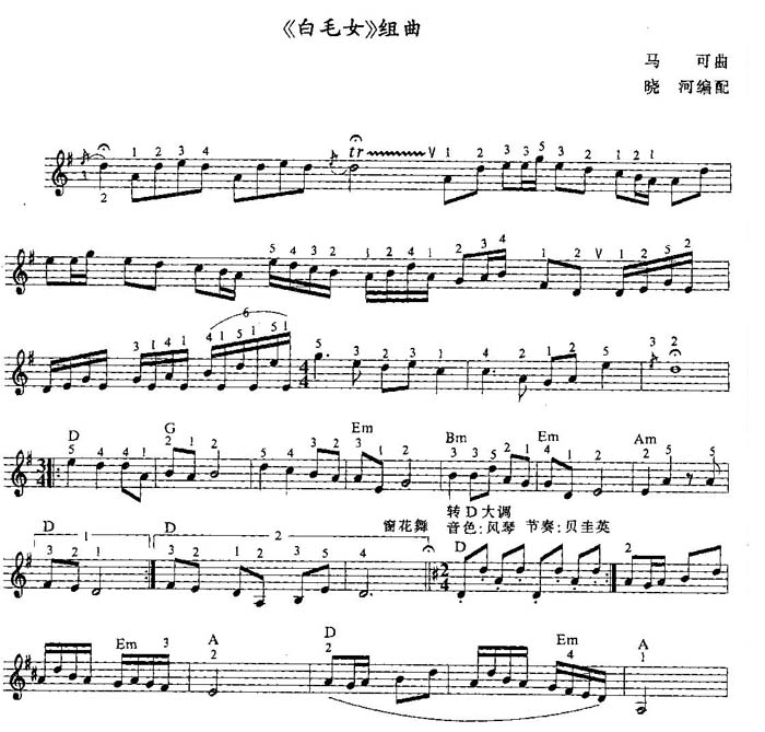 中国乐谱网——【其他乐谱】《白毛女》组曲(电子琴谱_线谱) 1