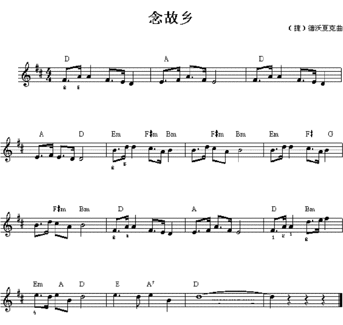 中乐谱网——【其他乐谱】念故乡-电子琴谱(五线谱) 