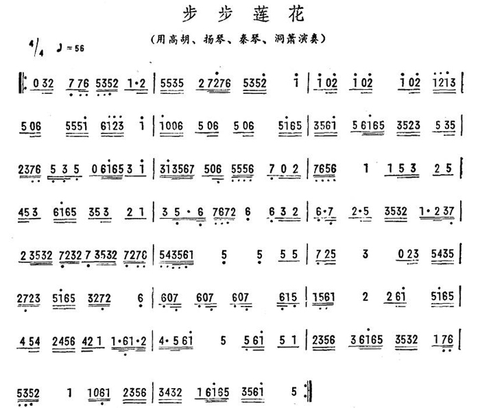 中乐谱网——【其他月谱】步步莲花