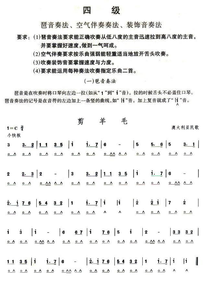 中乐谱网——【其他乐谱】考级四级曲目：剪羊毛